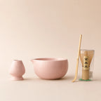 Kit matcha Haku rose poudre - bol verseur en céramique de Dehua avec chasen