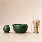 Kit matcha Haku vert bambou - bol verseur en céramique de Dehua avec chasen