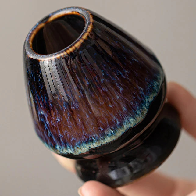 Support fouet Yohen bleu nuit à glaçure changeante